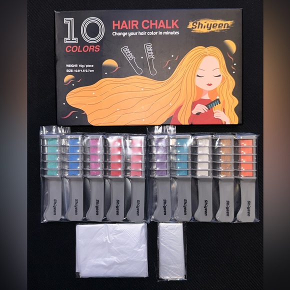 New - 10 Pc Temporary Hair Chalk Wax Combs for Kids, 10 Bright Washable Colors - Picture 8 of 15